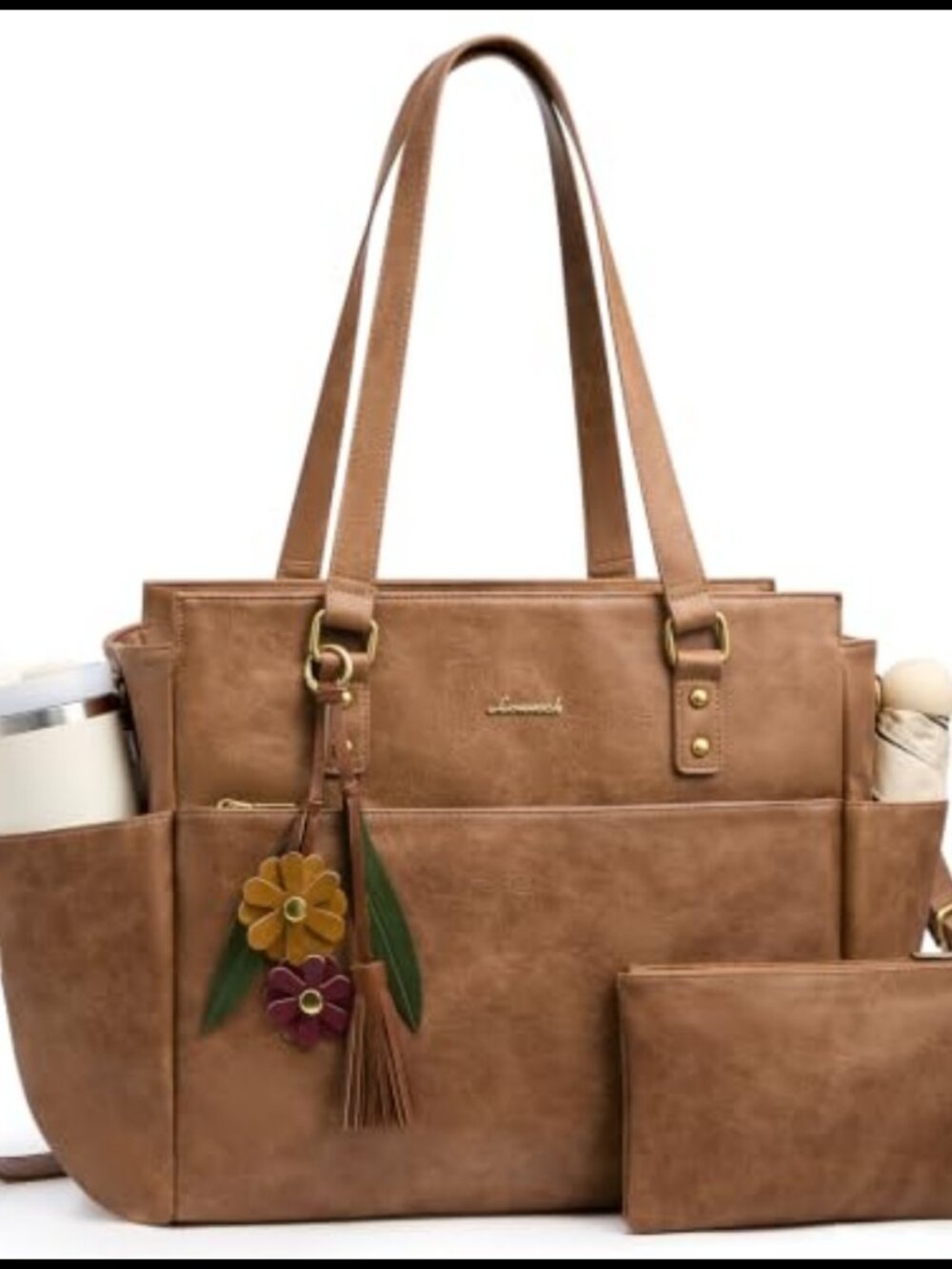 LOVEVOOK Laptop Tote Bag for Women, Vintage Work Teacher Bag with Clutch